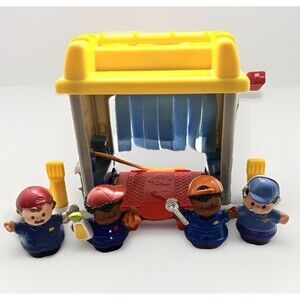 Fisher-Price Little People Car Wash Garage Playset w 4 Mechanic Figures Mattel